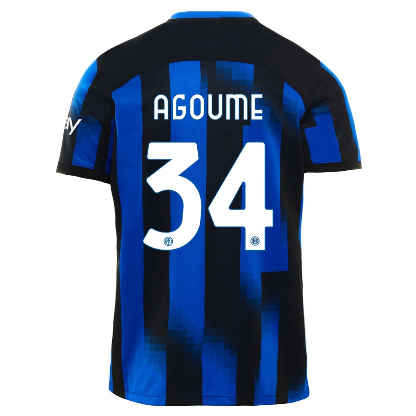 Kobiety Lucien Agoume #34 Czarno-Niebieski Domowa Koszulka 2023/24 Koszulki Klubowe