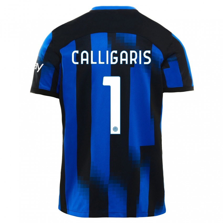 Kobiety Alessandro Calligaris #1 Czarno-Niebieski Domowa Koszulka 2023/24 Koszulki Klubowe