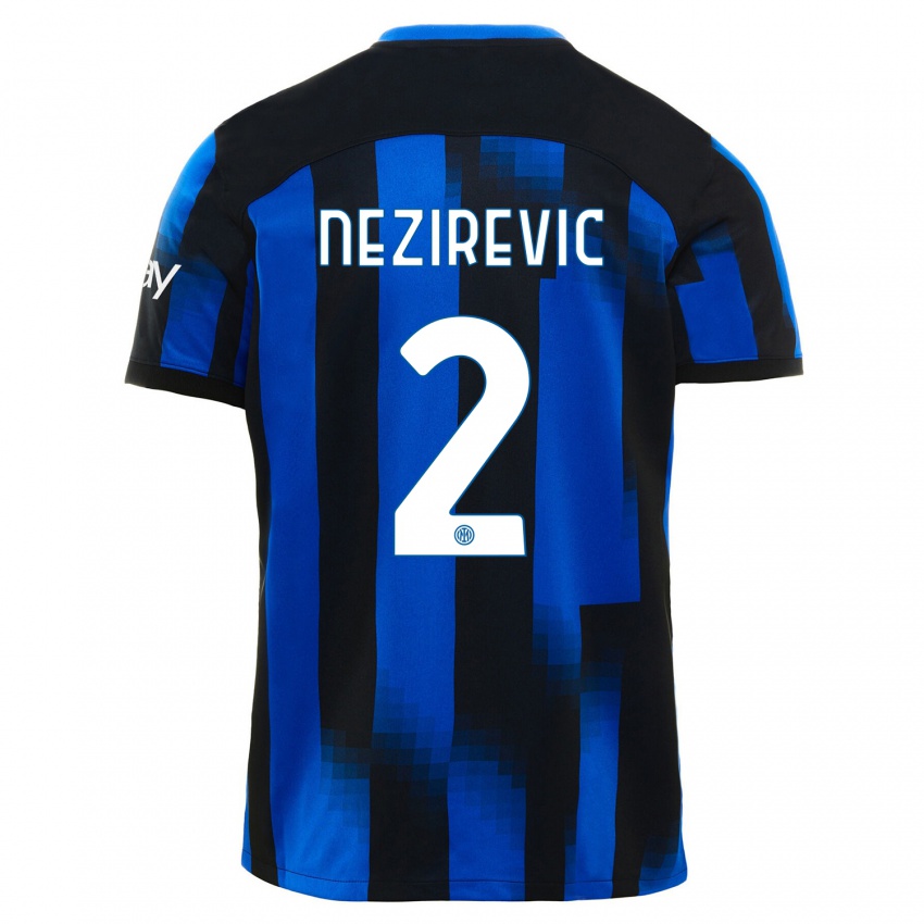 Kobiety Alem Nezirevic #2 Czarno-Niebieski Domowa Koszulka 2023/24 Koszulki Klubowe