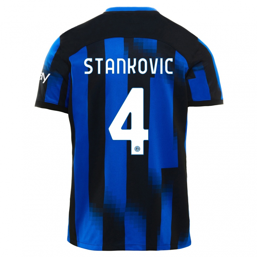 Kobiety Aleksandar Stankovic #4 Czarno-Niebieski Domowa Koszulka 2023/24 Koszulki Klubowe