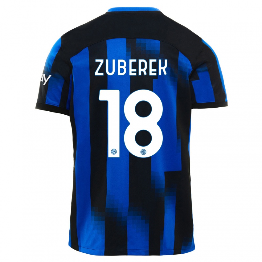 Kobiety Jan Zuberek #18 Czarno-Niebieski Domowa Koszulka 2023/24 Koszulki Klubowe
