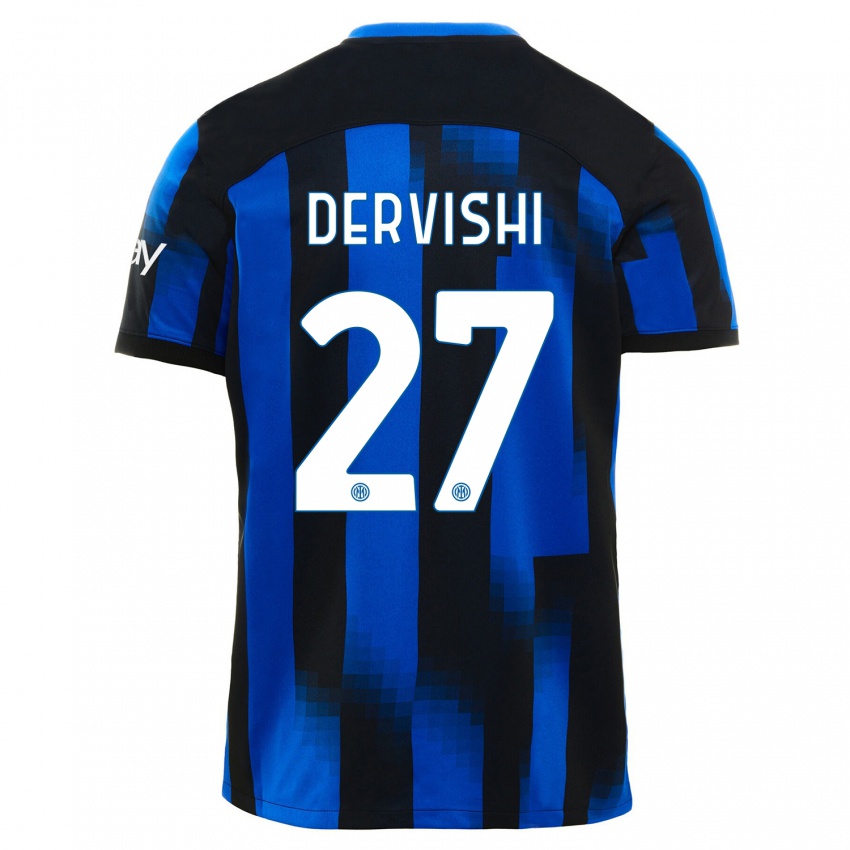 Kobiety Kristian Dervishi #27 Czarno-Niebieski Domowa Koszulka 2023/24 Koszulki Klubowe