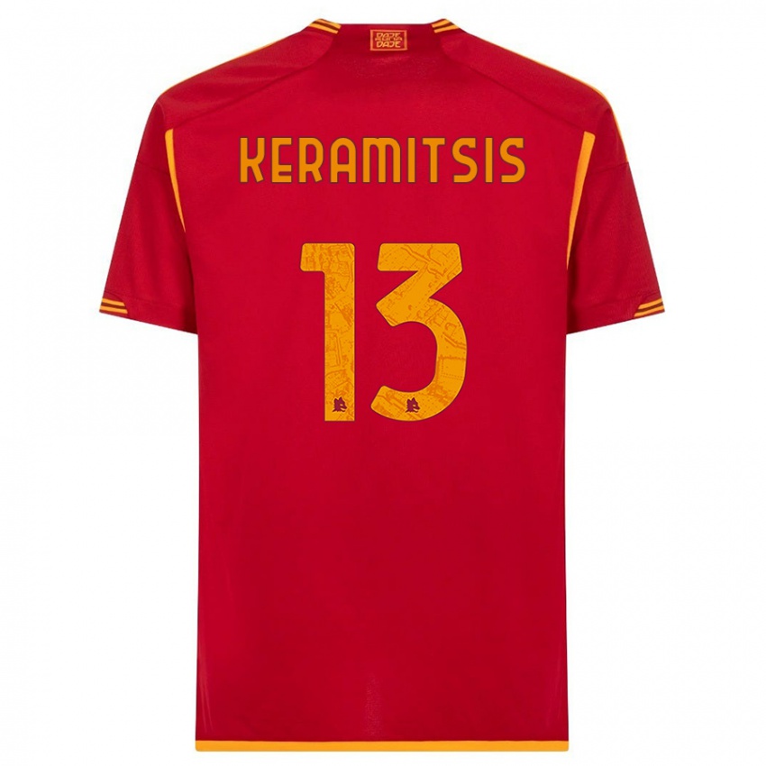 Kobiety Dimitrios Keramitsis #13 Czerwony Domowa Koszulka 2023/24 Koszulki Klubowe