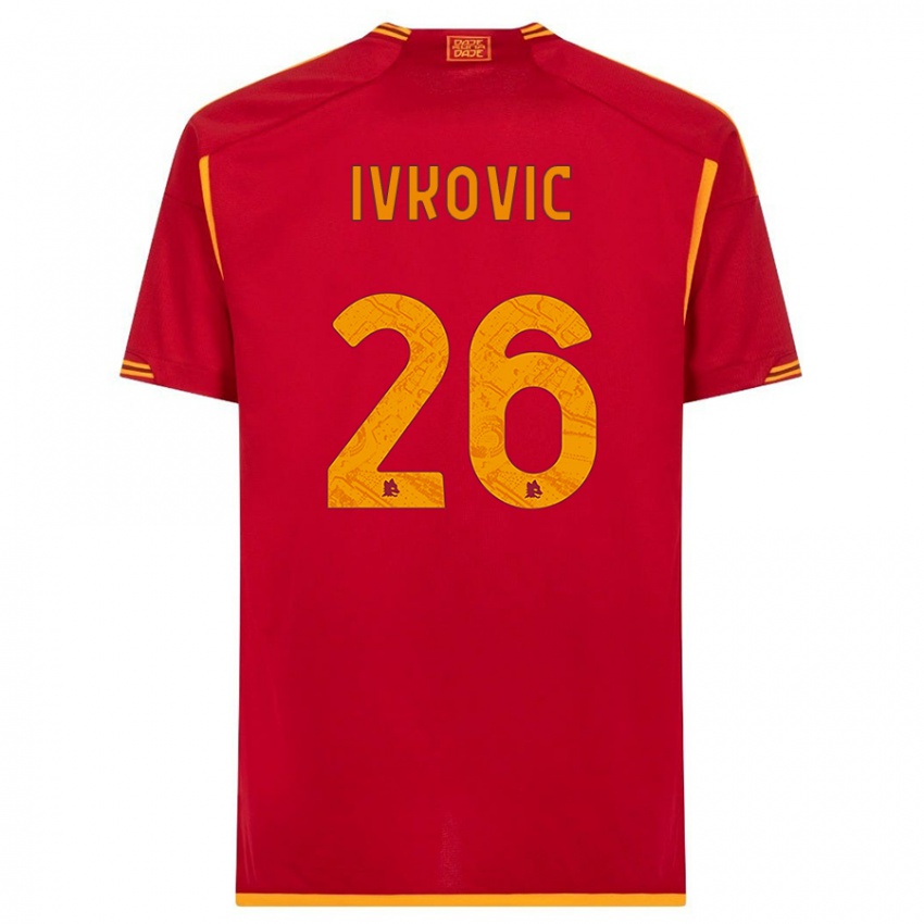 Kobiety Mate Ivkovic #26 Czerwony Domowa Koszulka 2023/24 Koszulki Klubowe