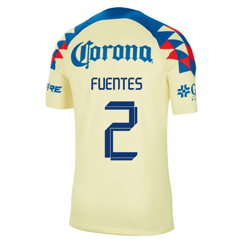 Kobiety Luis Fuentes #2 Żółty Domowa Koszulka 2023/24 Koszulki Klubowe