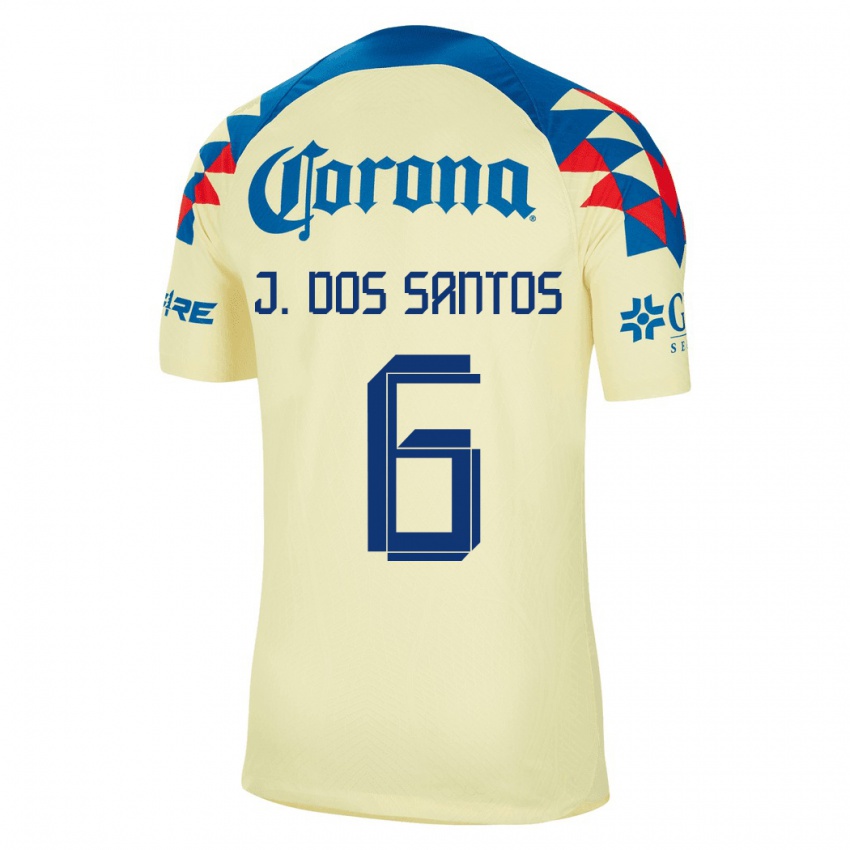 Kobiety Jonathan Dos Santos #6 Żółty Domowa Koszulka 2023/24 Koszulki Klubowe