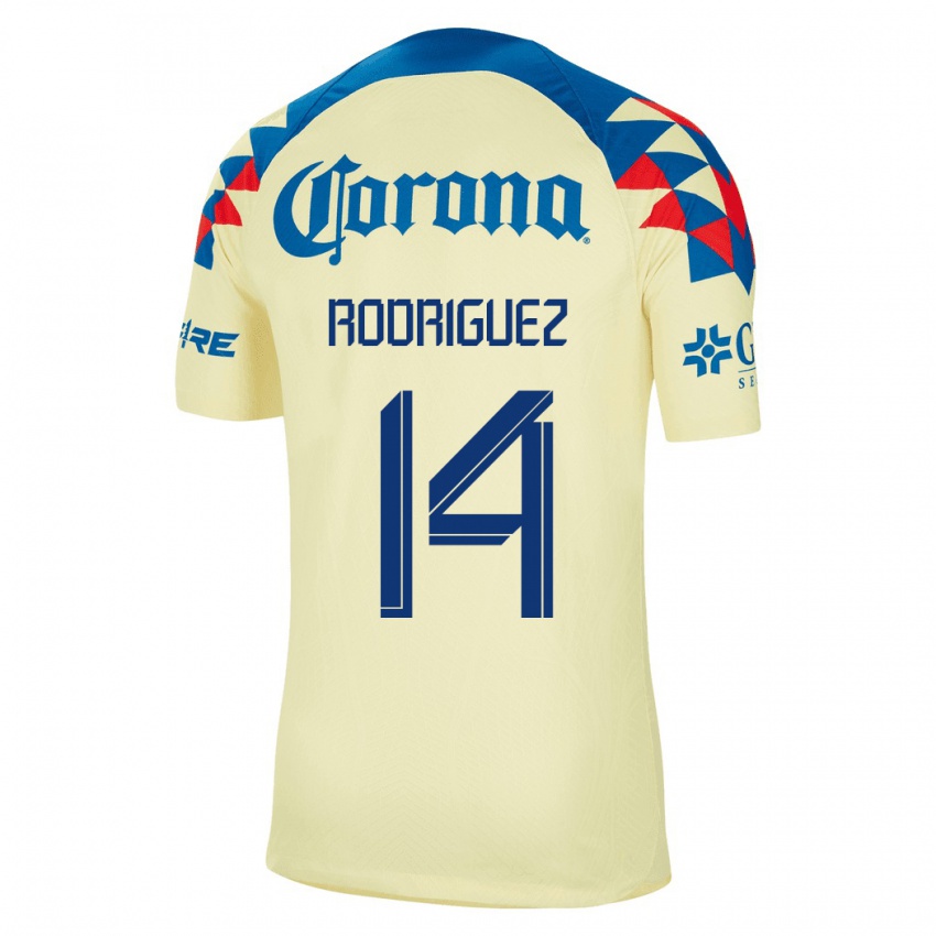 Kobiety Monica Rodriguez #14 Żółty Domowa Koszulka 2023/24 Koszulki Klubowe