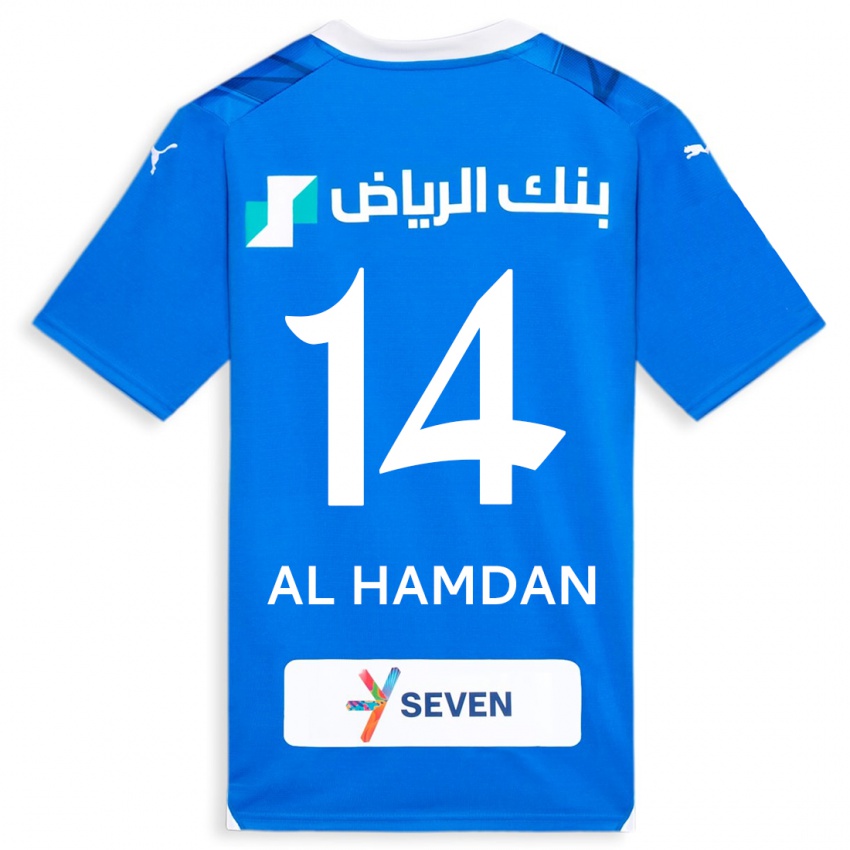 Kobiety Abdullah Al-Hamdan #14 Niebieski Domowa Koszulka 2023/24 Koszulki Klubowe