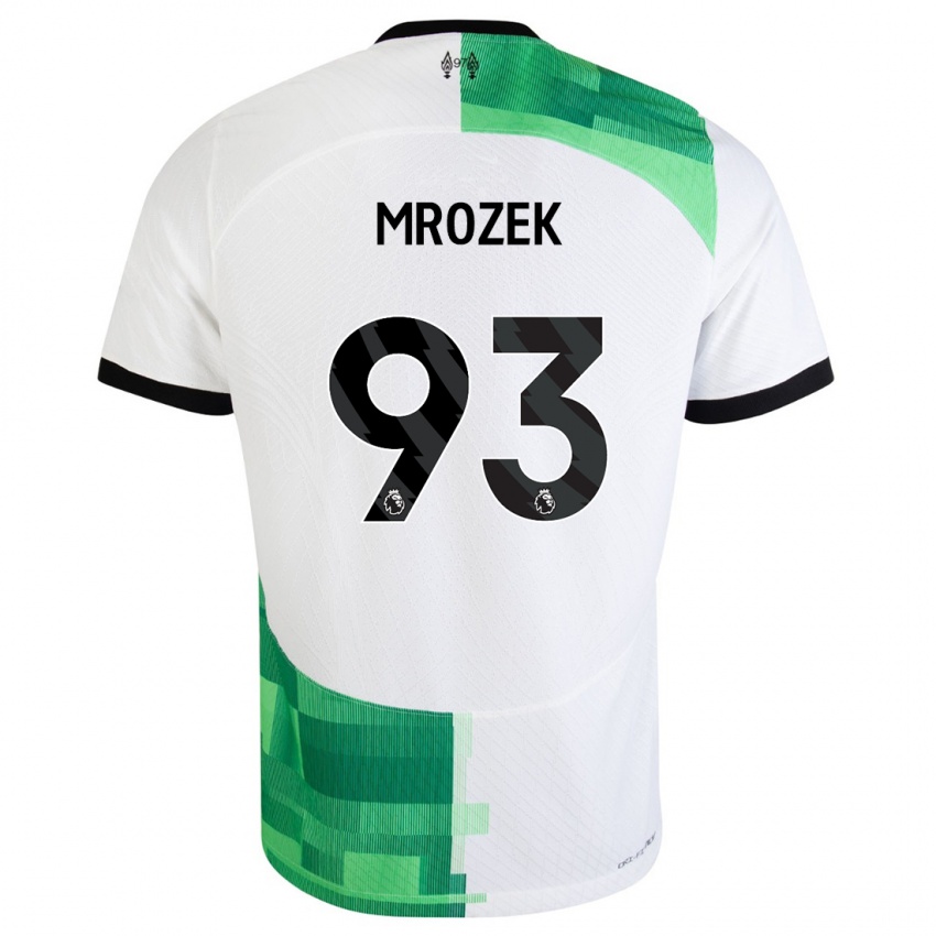 Kobiety Fabian Mrozek #93 Biały Zielony Wyjazdowa Koszulka 2023/24 Koszulki Klubowe