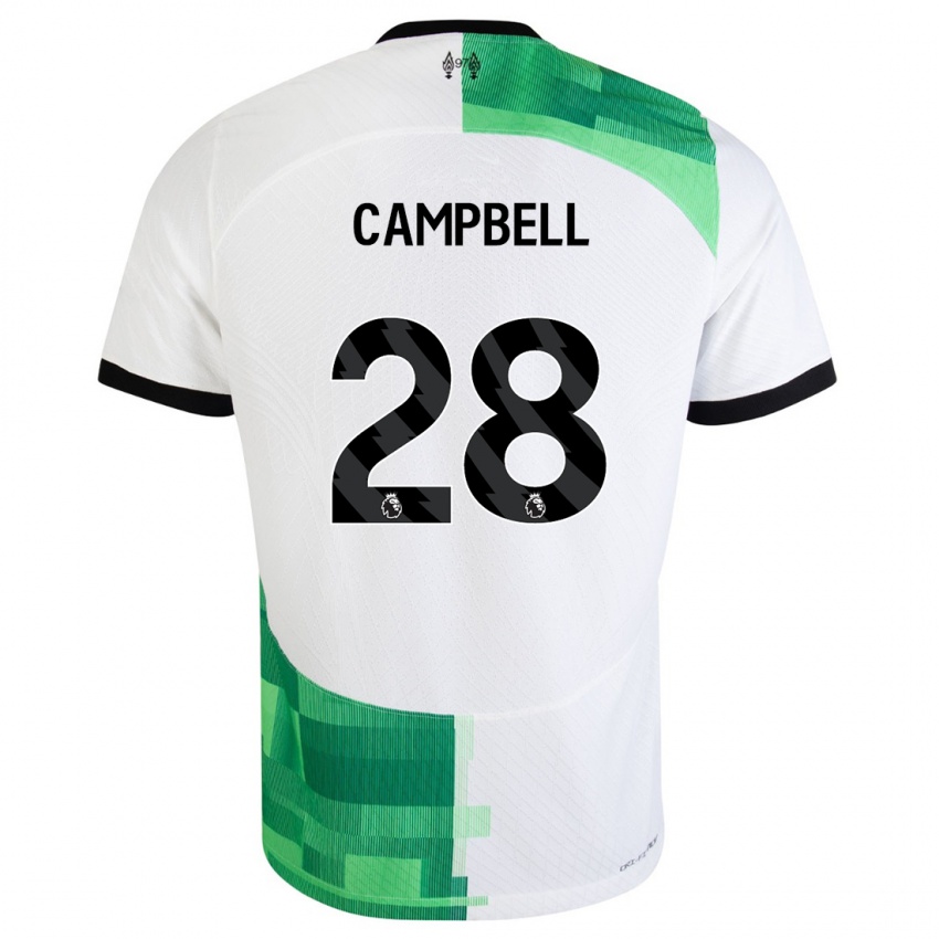 Kobiety Megan Campbell #28 Biały Zielony Wyjazdowa Koszulka 2023/24 Koszulki Klubowe