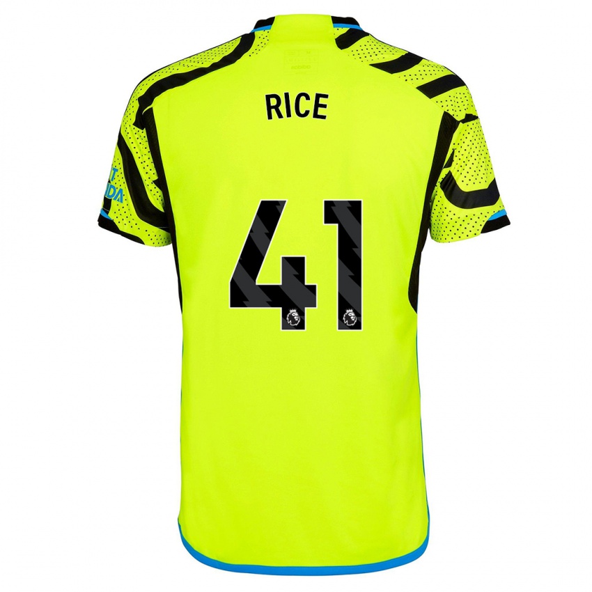 Kobiety Declan Rice #41 Żółty Wyjazdowa Koszulka 2023/24 Koszulki Klubowe