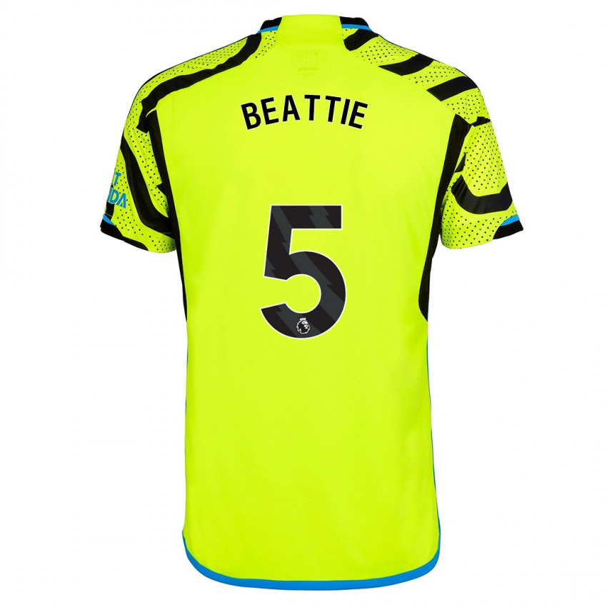 Kobiety Jen Beattie #5 Żółty Wyjazdowa Koszulka 2023/24 Koszulki Klubowe