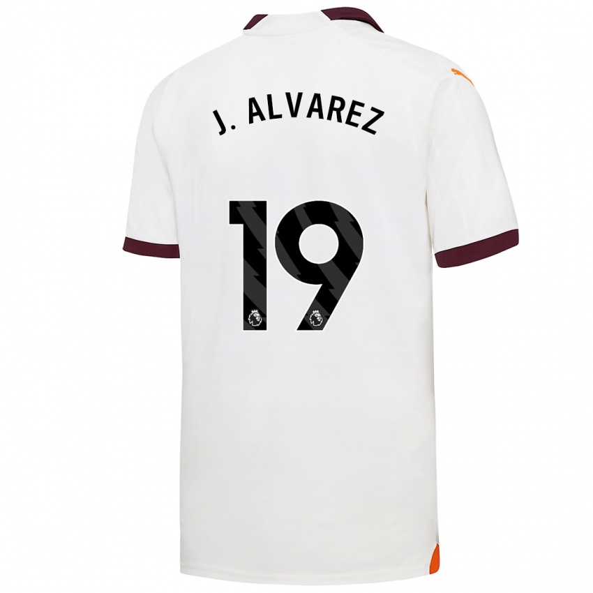 Kobiety Julian Alvarez #19 Biały Wyjazdowa Koszulka 2023/24 Koszulki Klubowe