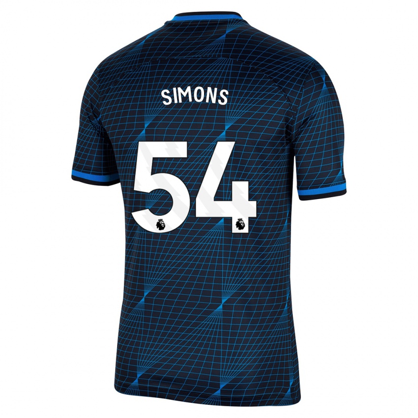 Kobiety Xavier Simons #54 Ciemny Niebieski Wyjazdowa Koszulka 2023/24 Koszulki Klubowe