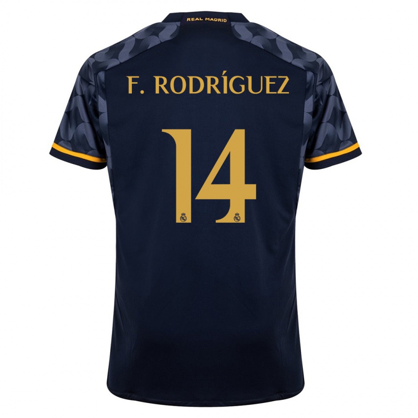 Kobiety Fer Rodríguez #14 Ciemny Niebieski Wyjazdowa Koszulka 2023/24 Koszulki Klubowe