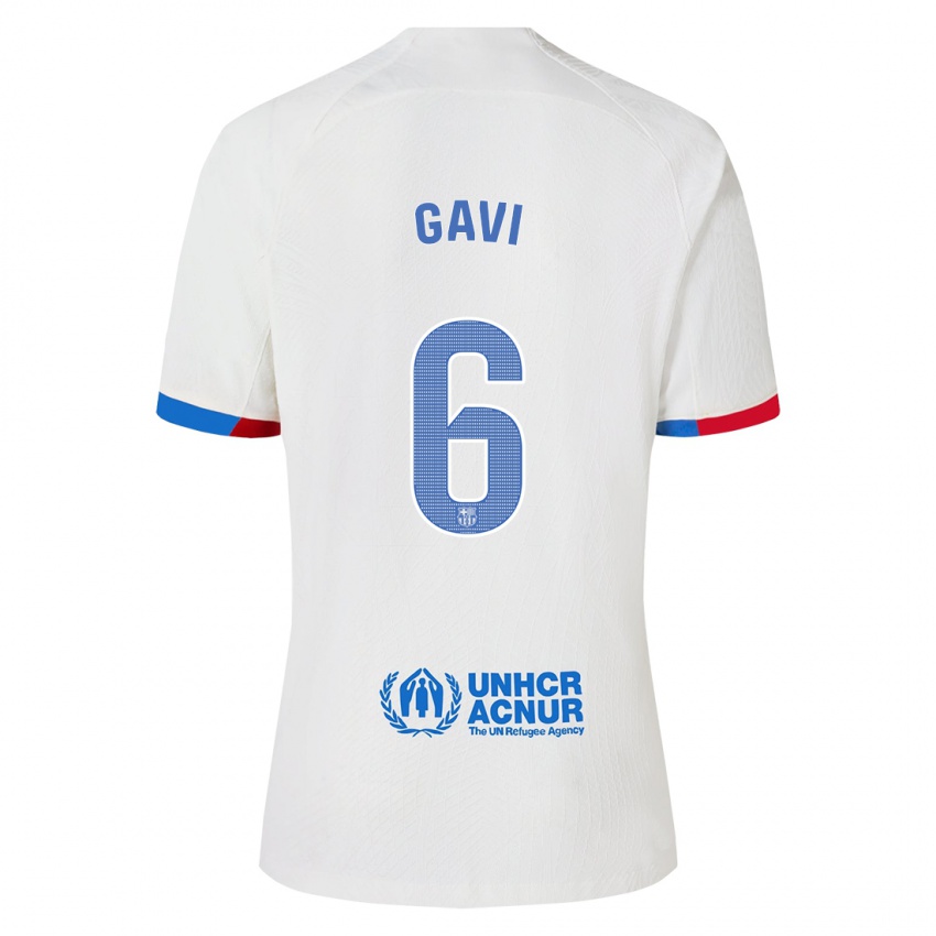 Kobiety Gavi #6 Biały Wyjazdowa Koszulka 2023/24 Koszulki Klubowe