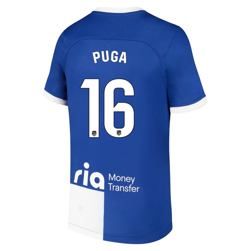 Kobiety Carlos Puga #16 Niebiesko Biały Wyjazdowa Koszulka 2023/24 Koszulki Klubowe