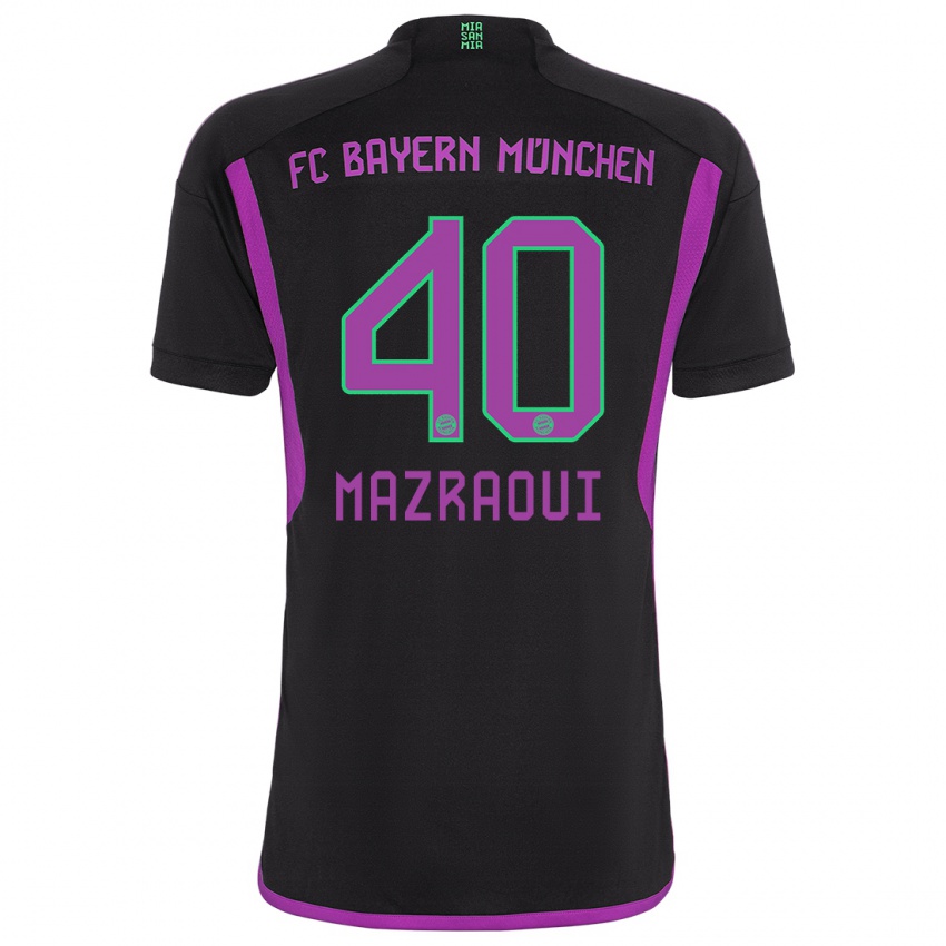 Kobiety Noussair Mazraoui #40 Czarny Wyjazdowa Koszulka 2023/24 Koszulki Klubowe