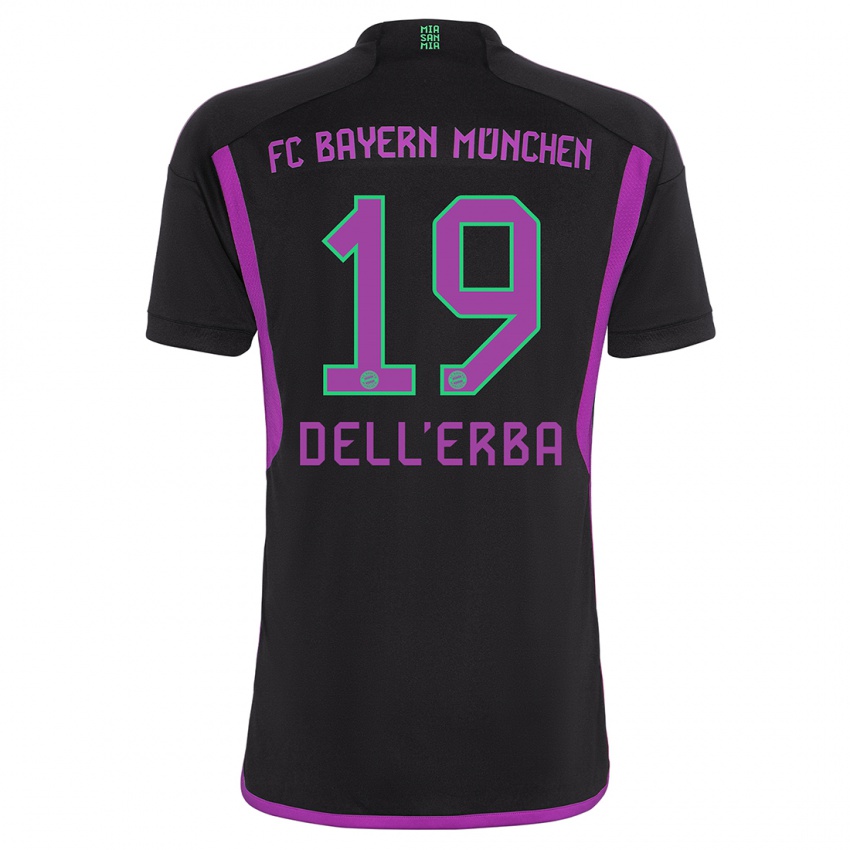 Kobiety Davide Dell'erba #19 Czarny Wyjazdowa Koszulka 2023/24 Koszulki Klubowe