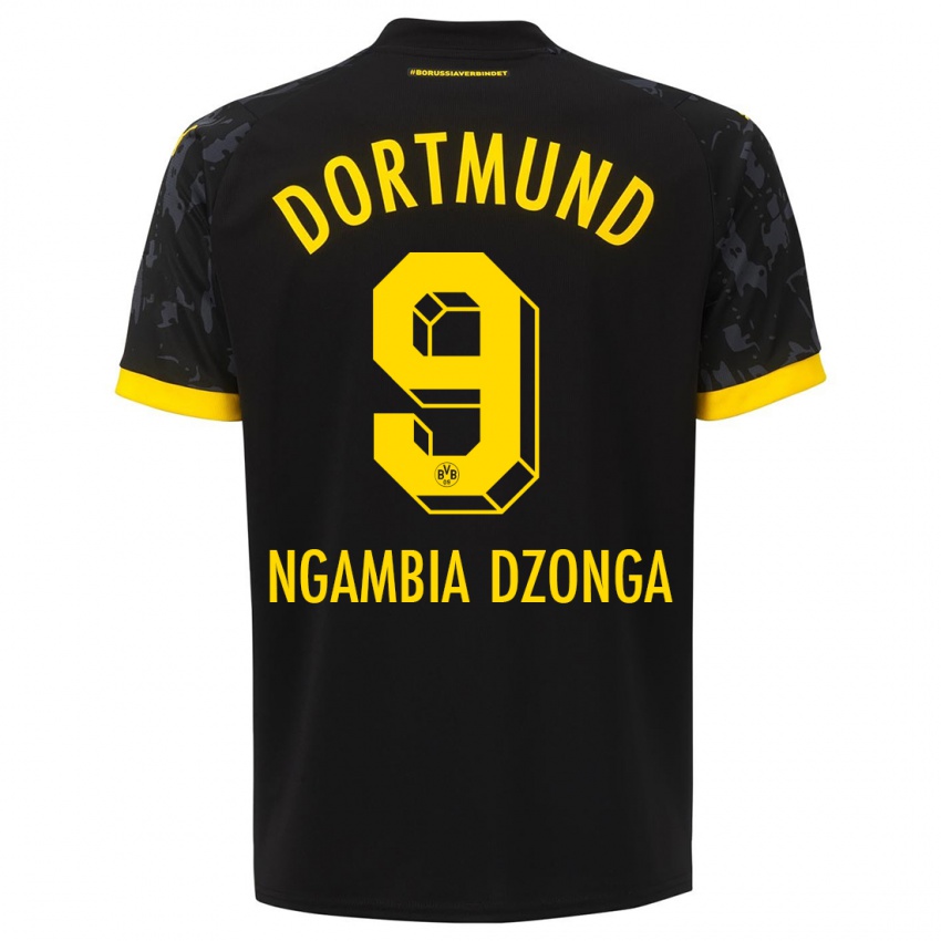 Kobiety Diego Ngambia Dzonga #9 Czarny Wyjazdowa Koszulka 2023/24 Koszulki Klubowe