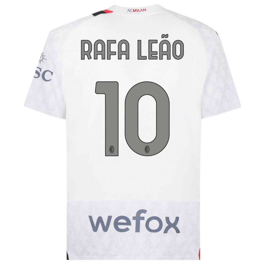 Kobiety Rafael Leao #10 Biały Wyjazdowa Koszulka 2023/24 Koszulki Klubowe