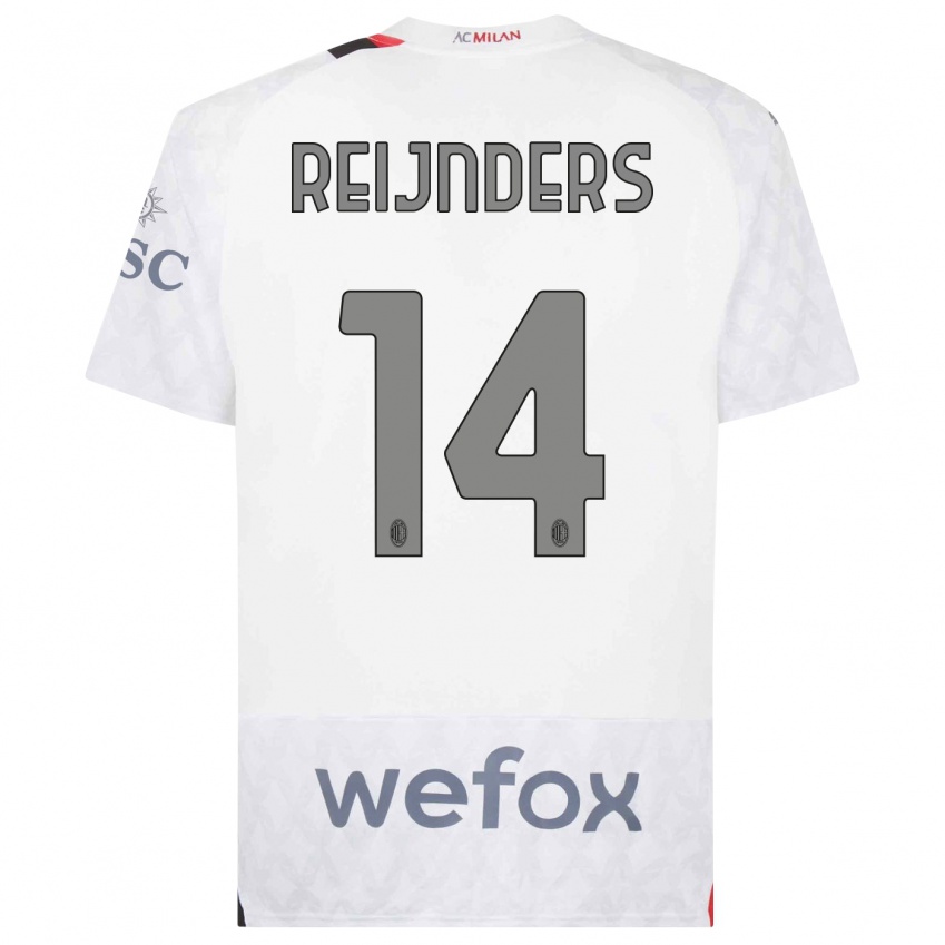 Kobiety Tijjani Reijnders #14 Biały Wyjazdowa Koszulka 2023/24 Koszulki Klubowe