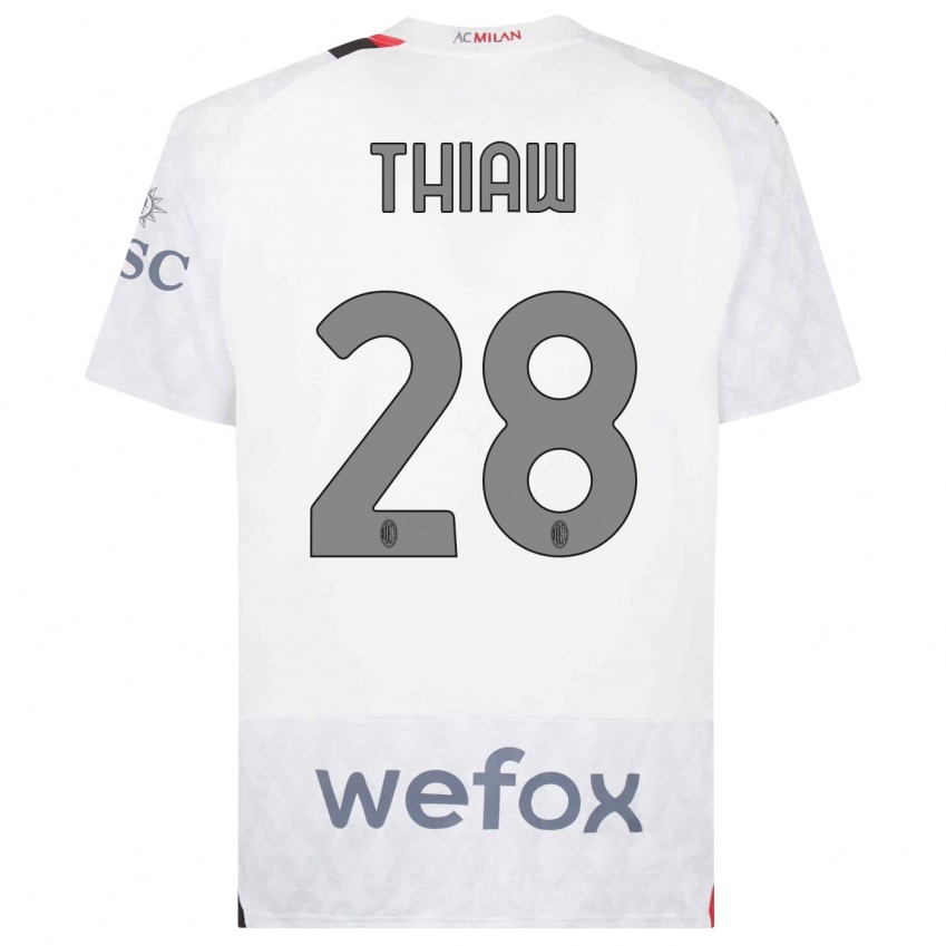 Kobiety Malick Thiaw #28 Biały Wyjazdowa Koszulka 2023/24 Koszulki Klubowe