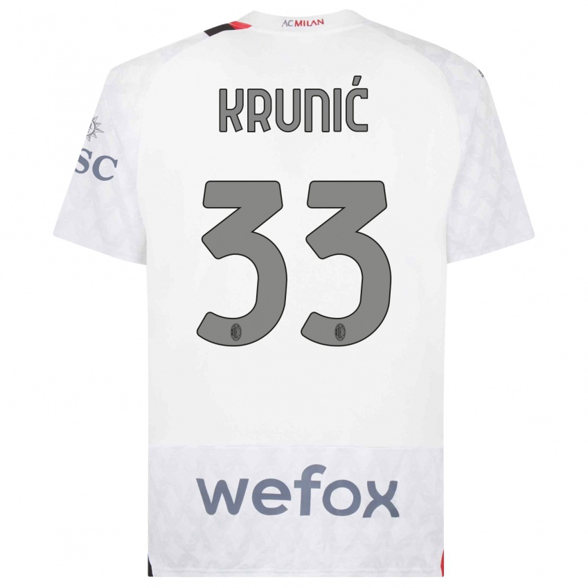 Kobiety Rade Krunic #33 Biały Wyjazdowa Koszulka 2023/24 Koszulki Klubowe