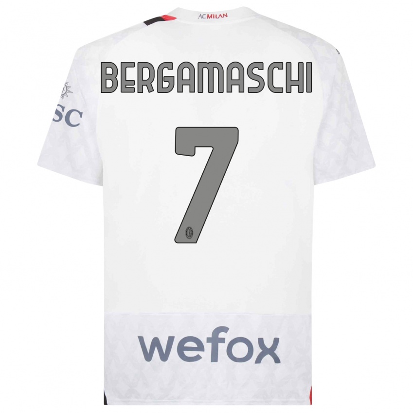 Kobiety Valentina Bergamaschi #7 Biały Wyjazdowa Koszulka 2023/24 Koszulki Klubowe