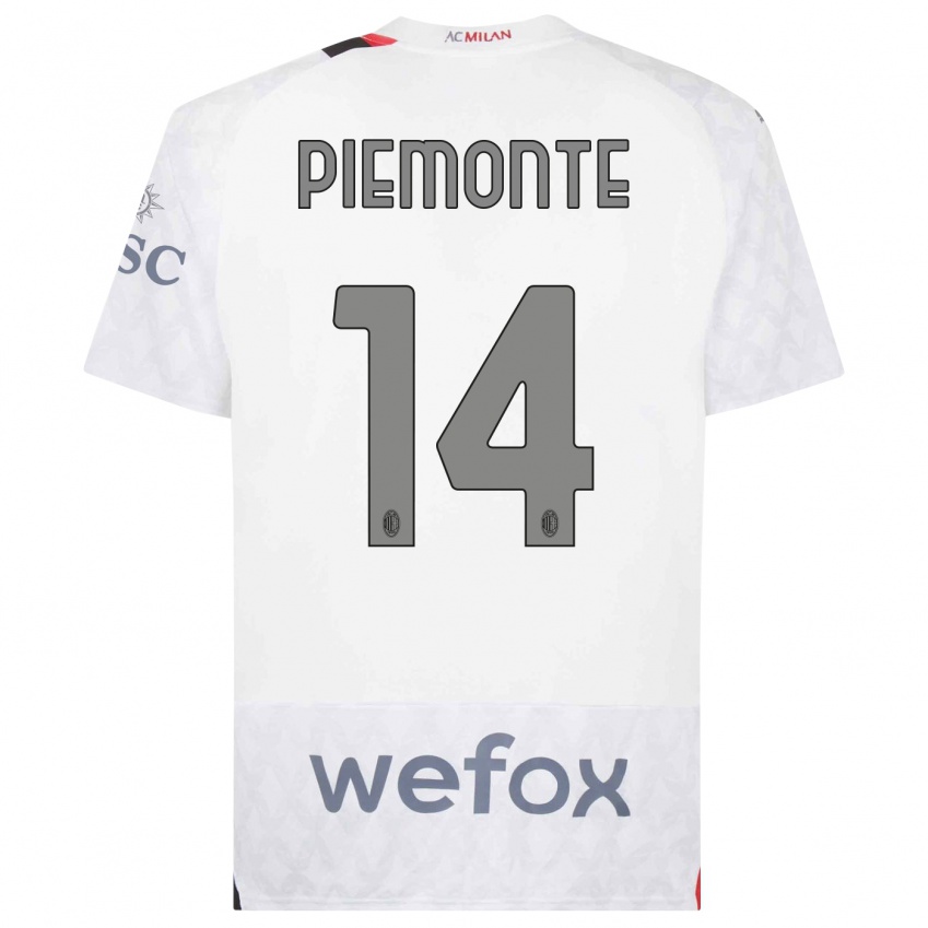 Kobiety Martina Piemonte #14 Biały Wyjazdowa Koszulka 2023/24 Koszulki Klubowe