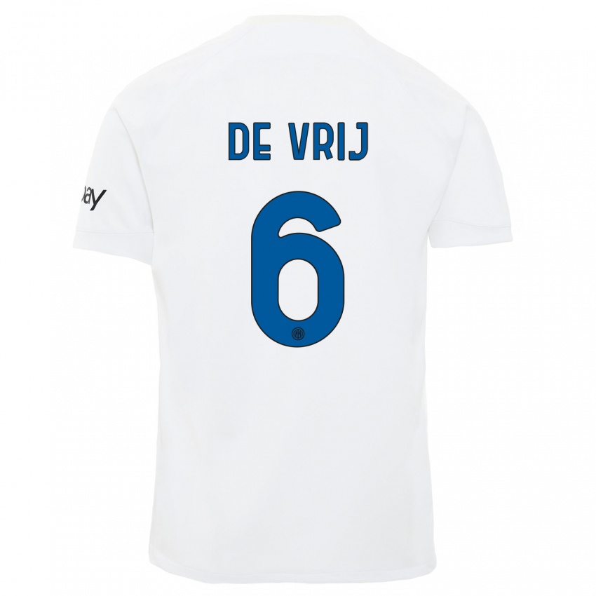 Kobiety Stefan De Vrij #6 Biały Wyjazdowa Koszulka 2023/24 Koszulki Klubowe