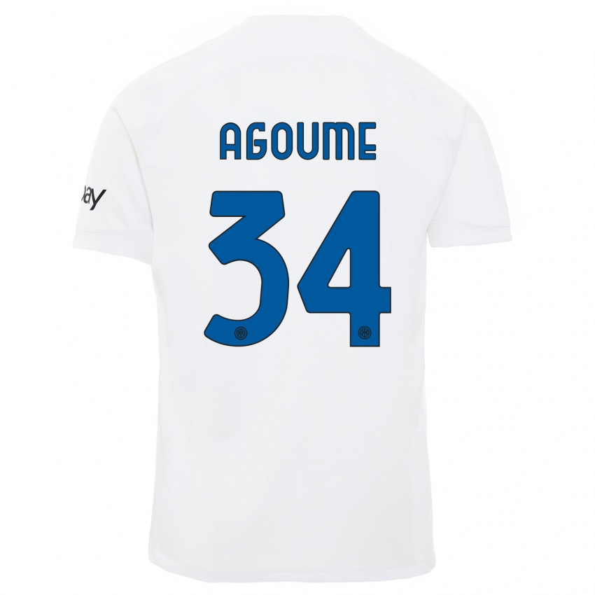 Kobiety Lucien Agoume #34 Biały Wyjazdowa Koszulka 2023/24 Koszulki Klubowe