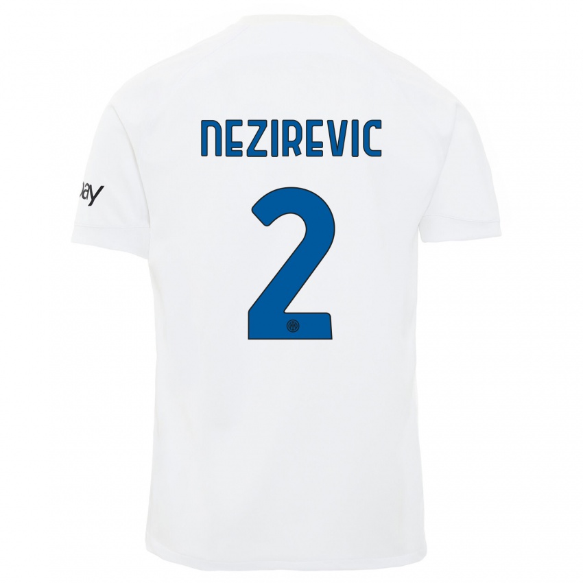 Kobiety Alem Nezirevic #2 Biały Wyjazdowa Koszulka 2023/24 Koszulki Klubowe