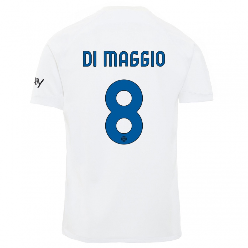 Kobiety Luca Di Maggio #8 Biały Wyjazdowa Koszulka 2023/24 Koszulki Klubowe