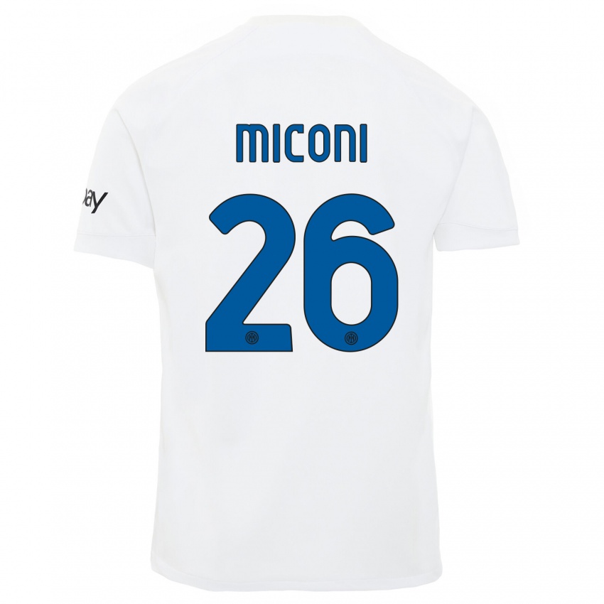 Kobiety Riccardo Miconi #26 Biały Wyjazdowa Koszulka 2023/24 Koszulki Klubowe
