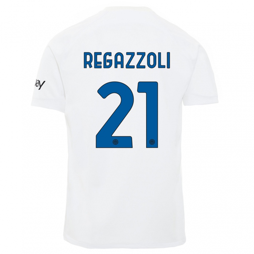 Kobiety Alice Regazzoli #21 Biały Wyjazdowa Koszulka 2023/24 Koszulki Klubowe