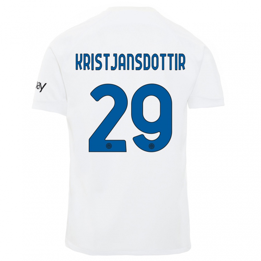 Kobiety Anna Bjork Kristjansdottir #29 Biały Wyjazdowa Koszulka 2023/24 Koszulki Klubowe