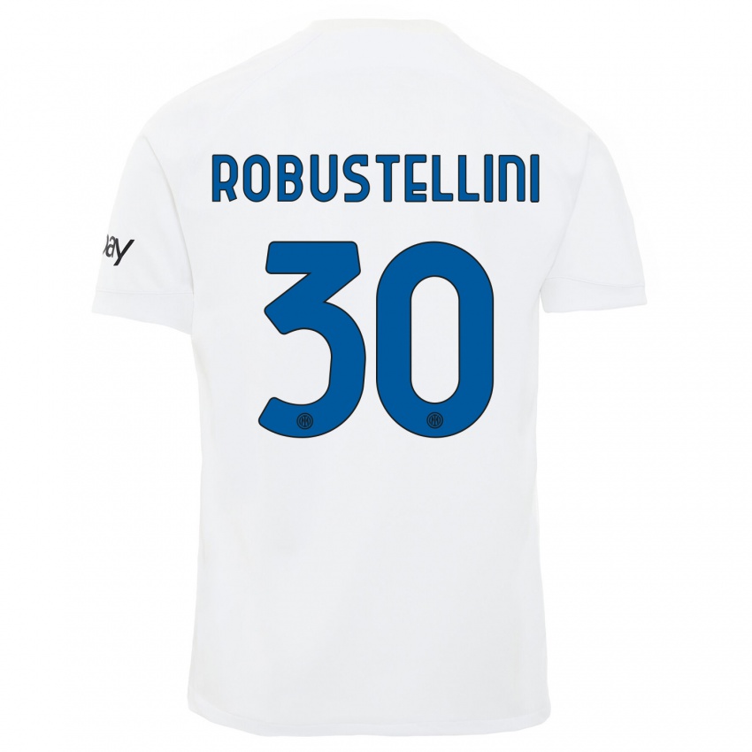 Kobiety Chiara Robustellini #30 Biały Wyjazdowa Koszulka 2023/24 Koszulki Klubowe