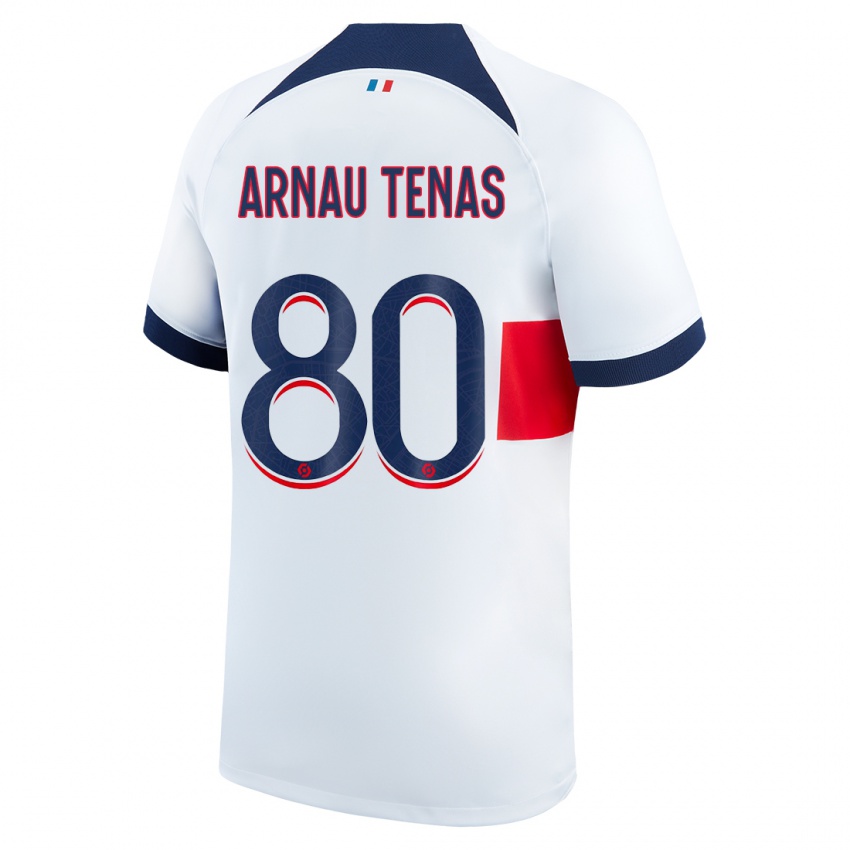 Kobiety Arnau Tenas #80 Biały Wyjazdowa Koszulka 2023/24 Koszulki Klubowe