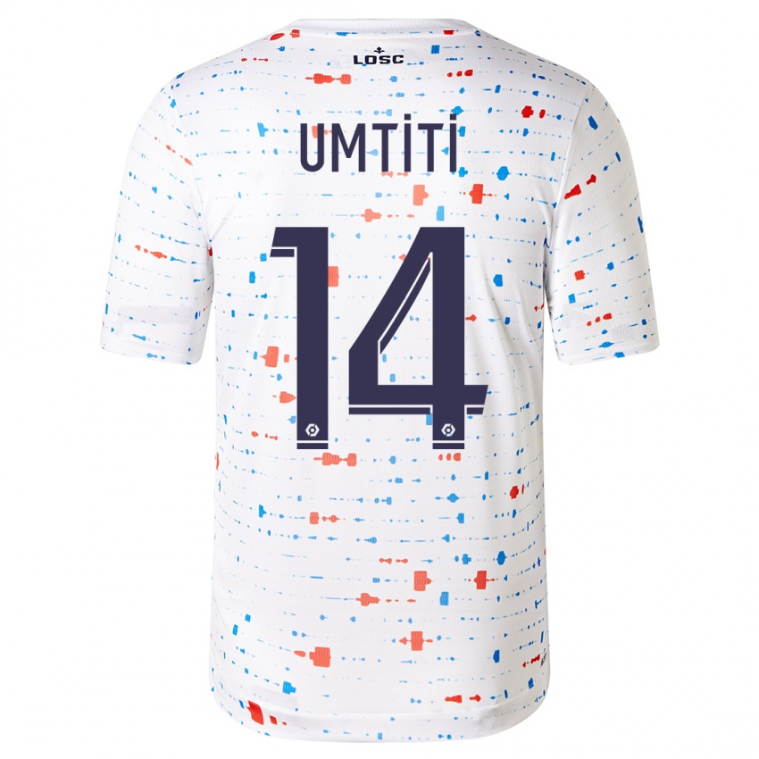 Kobiety Samuel Umtiti #14 Biały Wyjazdowa Koszulka 2023/24 Koszulki Klubowe
