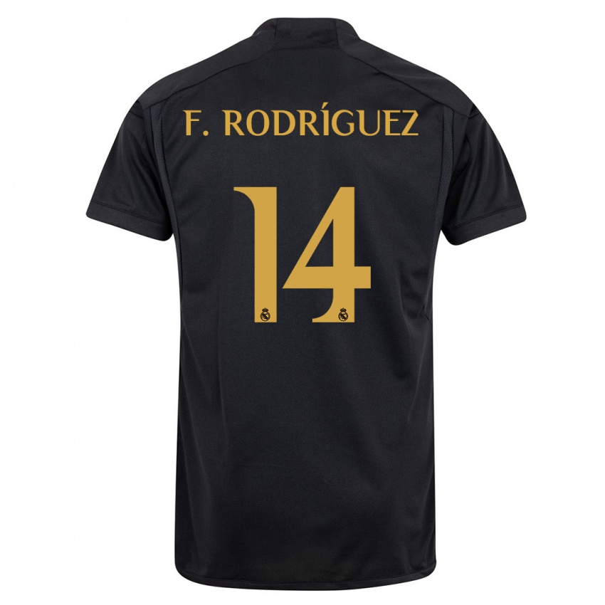 Kobiety Fer Rodríguez #14 Czarny Trzeci Komplet Koszulka 2023/24 Koszulki Klubowe