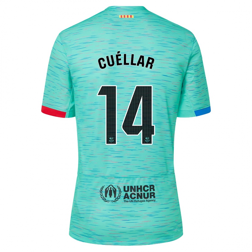 Kobiety Jaume Cuéllar #14 Lekka Aqua Trzeci Komplet Koszulka 2023/24 Koszulki Klubowe
