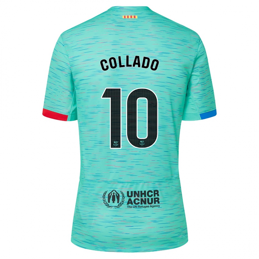 Kobiety Alex Collado #10 Lekka Aqua Trzeci Komplet Koszulka 2023/24 Koszulki Klubowe