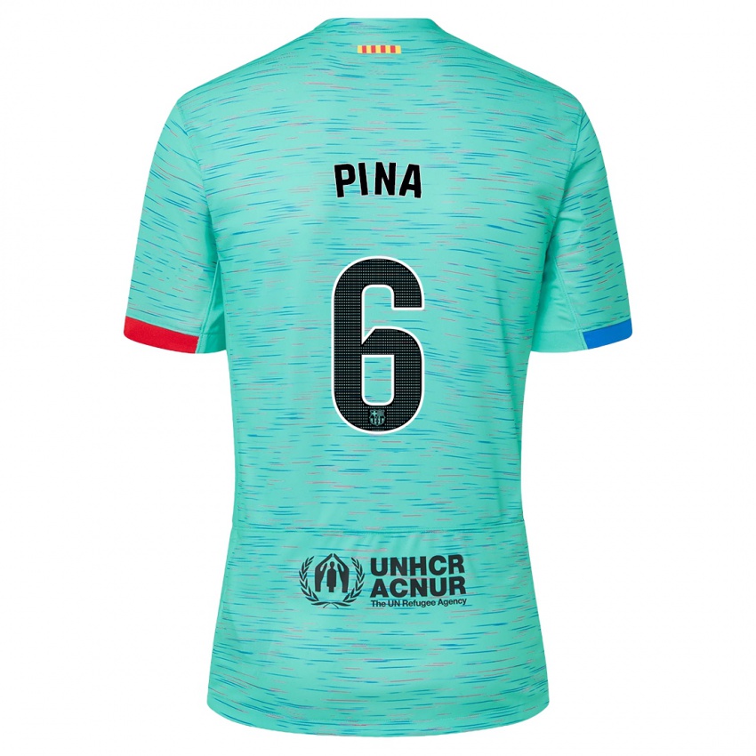 Kobiety Claudia Pina #6 Lekka Aqua Trzeci Komplet Koszulka 2023/24 Koszulki Klubowe