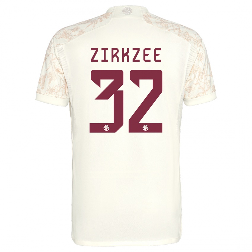 Kobiety Joshua Zirkzee #32 Złamana Biel Trzeci Komplet Koszulka 2023/24 Koszulki Klubowe