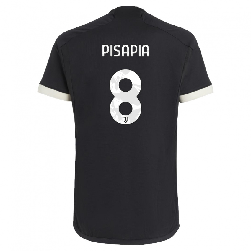 Kobiety Luciano Pisapia #8 Czarny Trzeci Komplet Koszulka 2023/24 Koszulki Klubowe