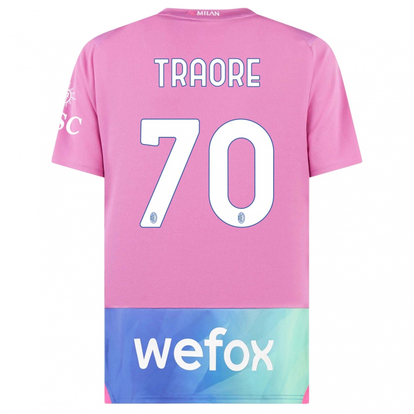 Kobiety Chaka Traore #70 Różowy Fiolet Trzeci Komplet Koszulka 2023/24 Koszulki Klubowe