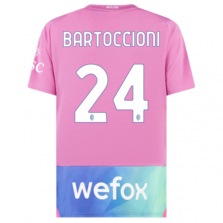 Kobiety Andrea Bartoccioni #24 Różowy Fiolet Trzeci Komplet Koszulka 2023/24 Koszulki Klubowe