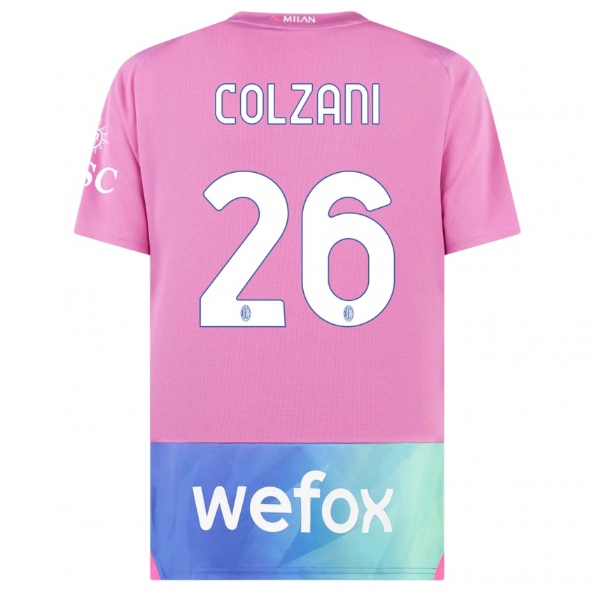Kobiety Edoardo Colzani #26 Różowy Fiolet Trzeci Komplet Koszulka 2023/24 Koszulki Klubowe