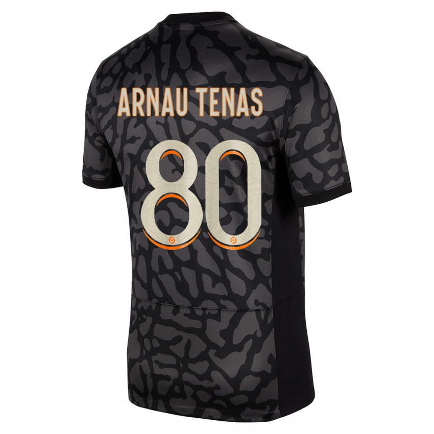 Kobiety Arnau Tenas #80 Czarny Trzeci Komplet Koszulka 2023/24 Koszulki Klubowe